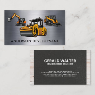 Construction Vehicles   Metal Wood Business Card