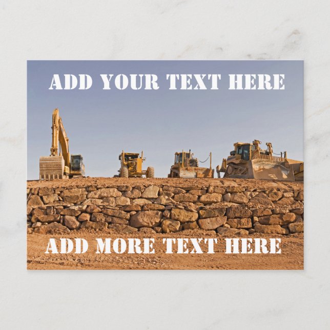 Construction Vehicles Panorama Postcard (Front)