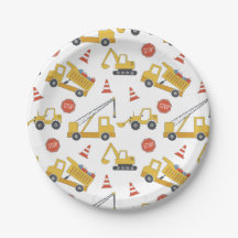 Construction Vehicles Party Plates