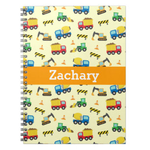 Construction Vehicles Pattern Boys Notebook
