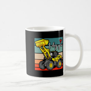 Construction Vehicles Valentines Hearts Excavator Coffee Mug