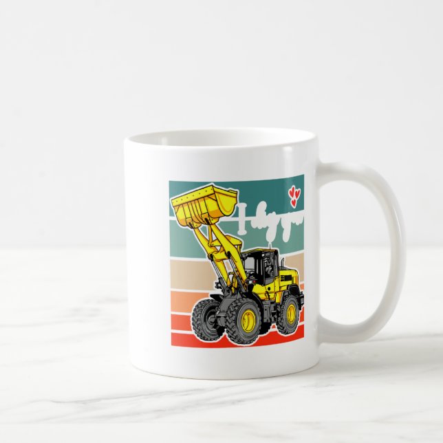 Construction Vehicles Valentines Hearts Excavator  Coffee Mug (Right)