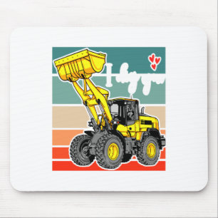 Construction Vehicles Valentines Hearts Excavator  Mouse Pad
