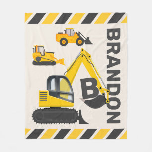 Construction Vehicles with Your Name Fleece Blanket