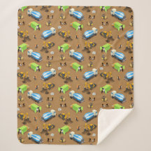 Construction Vehicles & Workers Pattern Blanket