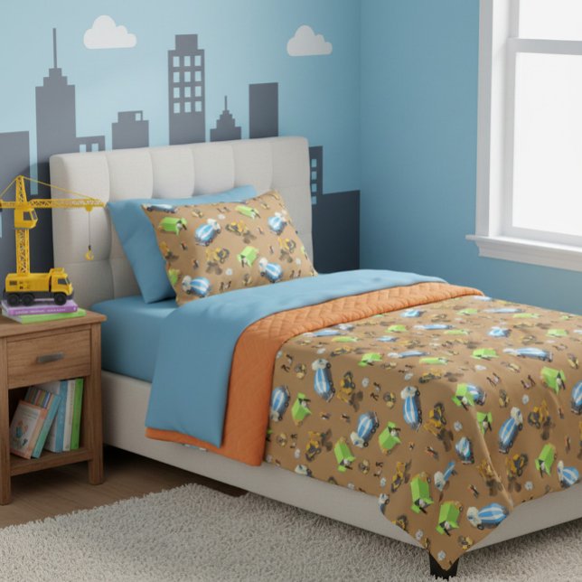 Construction Vehicles & Workers Pattern Blanket (Creator Uploaded)