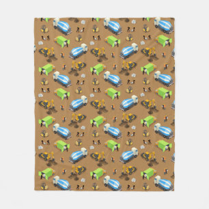 Construction Vehicles & Workers Pattern Blanket