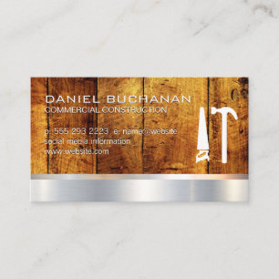 Construction   Wood Metallic   Saw Hammer Tools Business Card