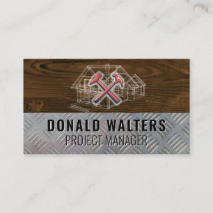 Construction   Wood   Steel   Blueprints Business Card