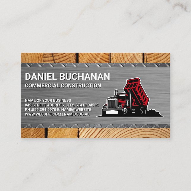 Construction Work Truck | Builders Business Card (Front)