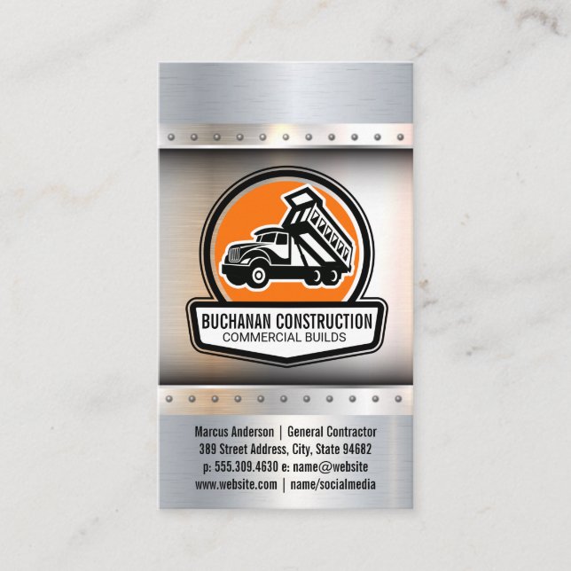 Construction Work Truck Off Loading Resources Business Card (Front)
