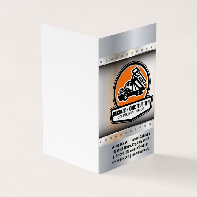Construction Work Truck Off Loading Resources Business Card (Outside)