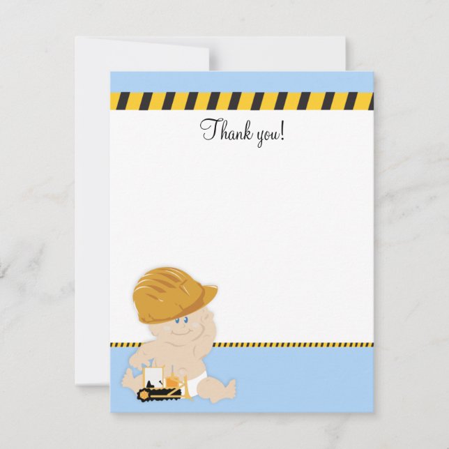 Construction Worker Baby 4x5 Flat Thank you note (Front)