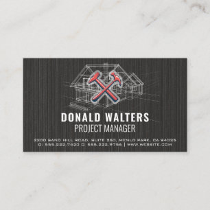 Construction Worker   Blueprint Schematics Business Card