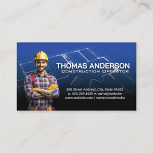 Construction Worker   Blueprints   Blue Collar Business Card