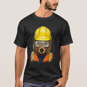 Construction Worker Brown Grizzly Bear Laborer Bea T-Shirt