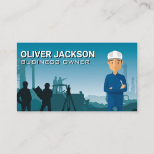 Construction Worker Building Site Business Card