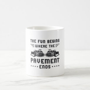 Construction Worker Bulldozer Pavement Ends Site Coffee Mug