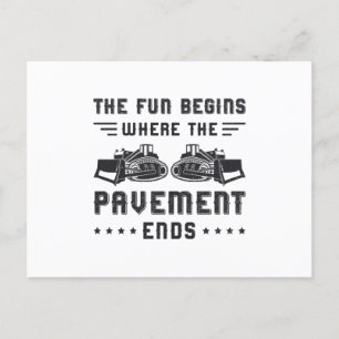 Construction Worker Bulldozer Pavement Ends Site Postcard