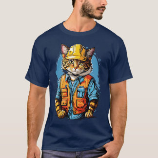 Construction Worker Cat T-Shirt