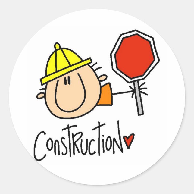 Construction Worker Classic Round Sticker (Front)