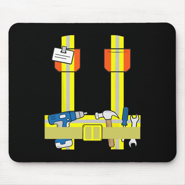 Construction Worker Cool Cosplay Halloween Costume Mouse Pad (Front)