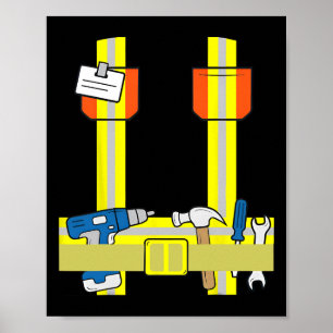 Construction Worker Cool Cosplay Halloween Costume Poster