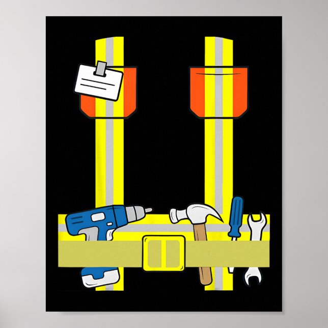 Construction Worker Cool Cosplay Halloween Costume Poster (Front)