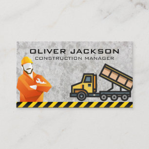 Construction Worker Dump Truck Business Card