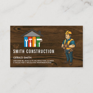 Construction Worker   General Contractor Logo Business Card