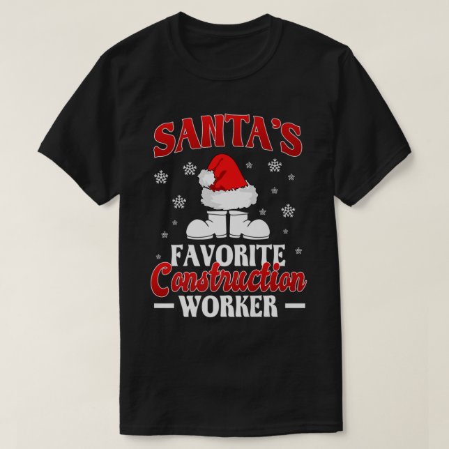 Construction Worker Gifts Funny Christmas Santa La T-Shirt (Design Front)