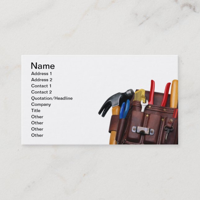 Construction Worker, Handy Man Business Card (Front)
