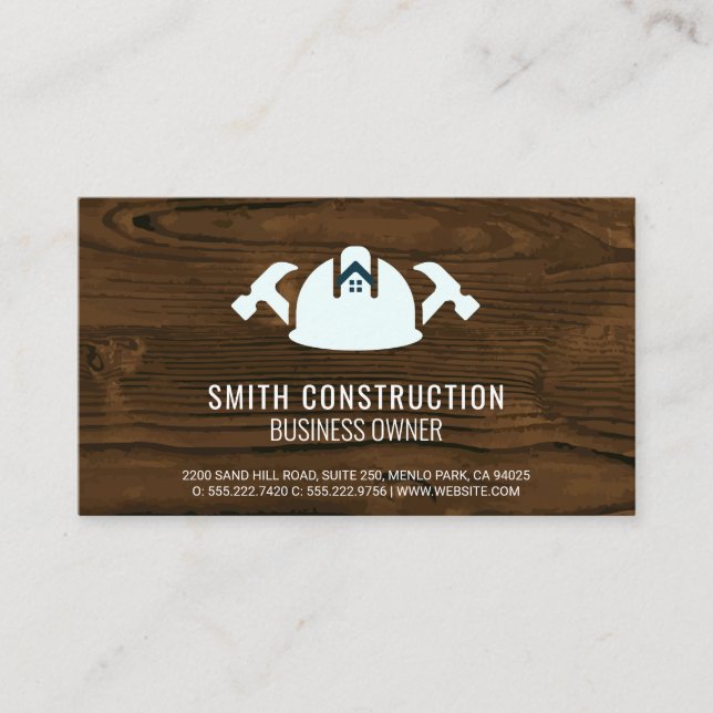 Construction Worker | Hardhat and Tools Business Card (Front)