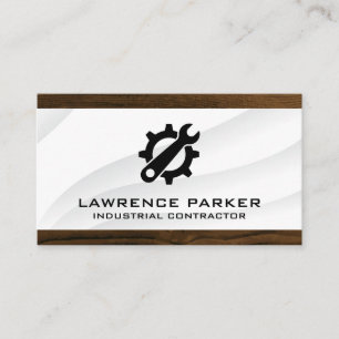 Construction Worker   Hardware Gear Wrench Logo Business Card