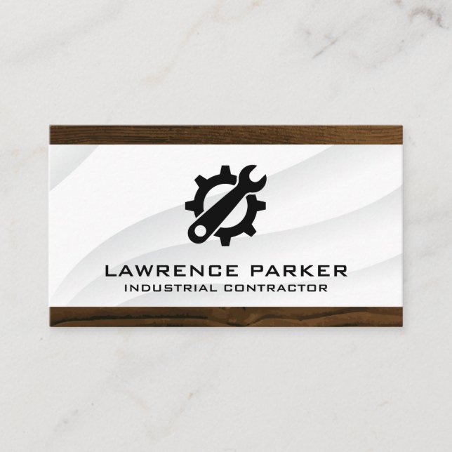 Construction Worker | Hardware Gear Wrench Logo Business Card (Front)
