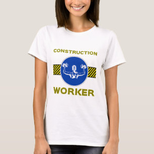Construction Worker Humour Blue Sign Gym Girl T-Shirt