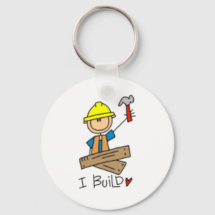 Construction Worker I Build T-shirts and Gifts Keychain