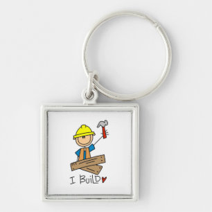 Construction Worker I Build T-shirts and Gifts Keychain