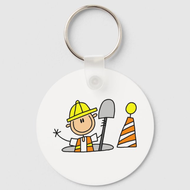 Construction Worker in Manhole Keychain (Front)
