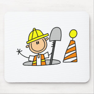 Construction Worker in Manhole Mousepad