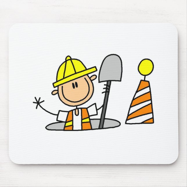 Construction Worker in Manhole Mousepad (Front)