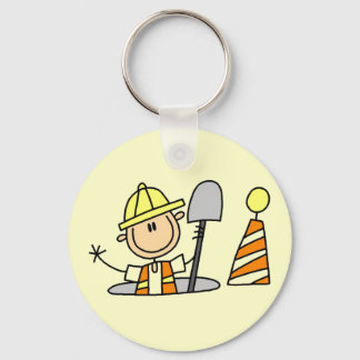 Construction Worker in Manhole Tshirts and Gifts Keychain