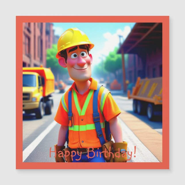 Construction Worker Magnetic Card (Front)