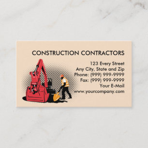 construction worker mechanical digger business card