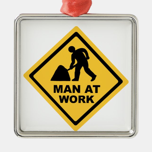 Construction Worker Metal Ornament (Front)