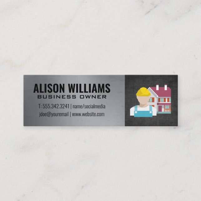Construction Worker Mini Business Card (Front)