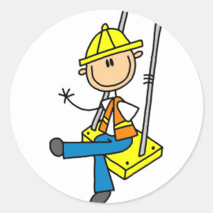 Construction Worker on High Rise Tshirts and Gifts Classic Round Sticker