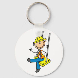 Construction Worker on High Rise Tshirts and Gifts Keychain