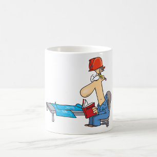 Construction Worker Reading Manual Coffee Mug