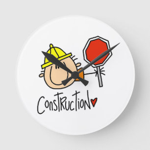 Construction Worker Round Clock